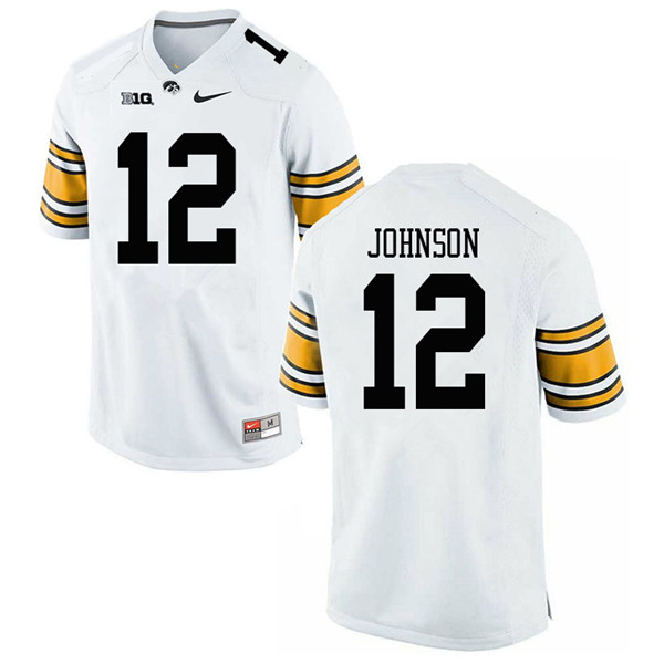 Men #12 D.J. Johnson Iowa Hawkeyes College Football Jerseys Sale-White